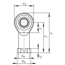 桿端軸承 GIKPSR12-PS, 根據 DIN ISO 12 240-4 標準，特種鋼材料，帶右旋內螺紋，免維護