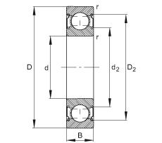 深溝球軸承 6202-C-2Z, 修正的內(nèi)部結(jié)構(gòu)（C 代），根據(jù) DIN 625-1 標(biāo)準(zhǔn)的主要尺寸，兩側(cè)間隙密封