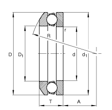 推力深溝球軸承 53305, 根據(jù) DIN 711/ISO 104 標(biāo)準(zhǔn)的主要尺寸，單向，帶球面軸承座圈，可分離