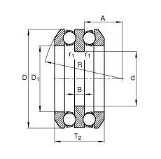 推力深溝球軸承 54212, 根據(jù) DIN 711/ISO 104 標(biāo)準(zhǔn)的主要尺寸，雙向，帶球面軸承座圈，可分離