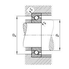 推力角接觸球軸承 BSB035072-T, 單向，接觸角 α = 60°，限制公差