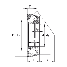 推力調(diào)心滾子軸承 294/560-E-MB, 根據(jù) DIN 728/ISO 104 標準的主要尺寸，單向，可分離