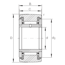 支撐型滾輪 NATR20-PP, 軸向引導(dǎo)，兩側(cè)用推力滑動(dòng)墊圈