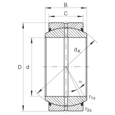 關節軸承 GE15-DO-2RS, 根據 DIN ISO 12 240-1 標準, 需維護，兩側唇密封