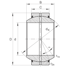 關節軸承 GE70-FO-2RS, 根據 DIN ISO 12 240-1 標準, 需維護，兩側唇密封