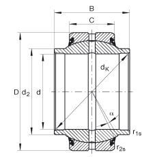 關(guān)節(jié)軸承 GE20-HO-2RS, 根據(jù) DIN ISO 12 240-1 標(biāo)準(zhǔn), 需維護，兩側(cè)唇密封