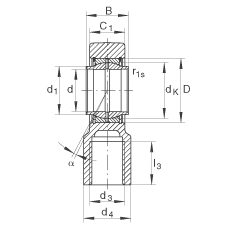 液壓桿端軸承 GIHNRK100-LO, 根據(jù) DIN ISO 12 240-4 標(biāo)準(zhǔn)，帶右旋螺紋夾緊裝置，需維護(hù)