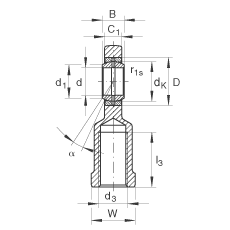 桿端軸承 GIL80-DO-2RS, 根據(jù) DIN ISO 12 240-4 標(biāo)準(zhǔn)，帶左旋內(nèi)螺紋，需維護(hù)，兩側(cè)唇密封