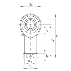 桿端軸承 GIKR8-PB, 根據(jù) DIN ISO 12 240-4 標(biāo)準(zhǔn)，帶右旋內(nèi)螺紋，需維護(hù)