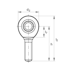 桿端軸承 GAL8-UK, 根據(jù) DIN ISO 12 240-4 標(biāo)準(zhǔn)，帶左旋外螺紋，需維護(hù)