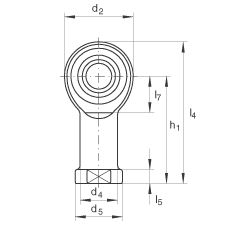 桿端軸承 GIKR30-PW, 根據 DIN ISO 12 240-4 標準，帶右旋內螺紋，需維護