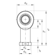 桿端軸承 GIL60-UK-2RS, 根據(jù) DIN ISO 12 240-4 標(biāo)準(zhǔn)，帶左旋內(nèi)螺紋，免維護(hù)，兩側(cè)唇密封