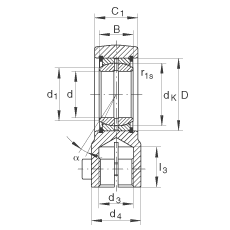 液壓桿端軸承 GIHRK20-DO, 根據(jù) DIN ISO 12 240-4 標(biāo)準(zhǔn)，帶右旋螺紋夾緊裝置，需維護