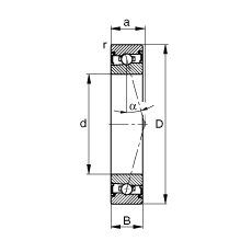 主軸軸承 HSS71916-C-T-P4S, 調節，成對安裝，接觸角 α = 15°，兩側唇密封，非接觸，加嚴公差