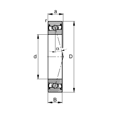 主軸軸承 HCS71921-C-T-P4S, 調節，成對安裝，接觸角 α = 15°，兩側唇密封，非接觸，限制公差