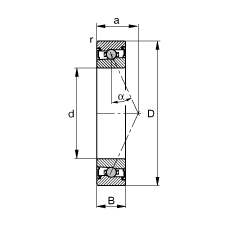 主軸軸承 HCS71918-E-T-P4S, 調(diào)節(jié)，成對或單元安裝，接觸角 α = 25°，兩側(cè)唇密封，非接觸，限制公差