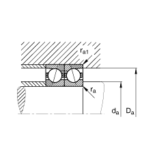 主軸軸承 B7030-E-T-P4S, 調節，成對或單元安裝，接觸角 α = 25°，限制公差