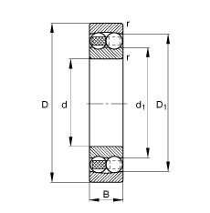 自調(diào)心球軸承 1228-M, 根據(jù) DIN 630 標(biāo)準(zhǔn)的主要尺寸