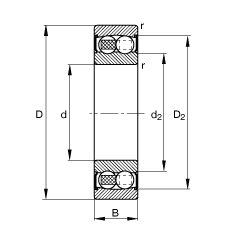 自調(diào)心球軸承 2308-2RS-TVH, 根據(jù) DIN 630 標準的主要尺寸, 兩側(cè)唇密封