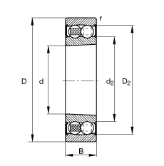 自調心球軸承 2205-K-2RS-TVH-C3, 根據 DIN 630 標準的主要尺寸, 錐孔，錐度 1:12，兩側唇密封