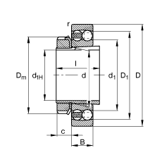 自調心球軸承 2319-K-M-C3 + H2319, 根據 DIN 630 和 DIN 5415 標準的主要尺寸, 帶錐孔和緊定套