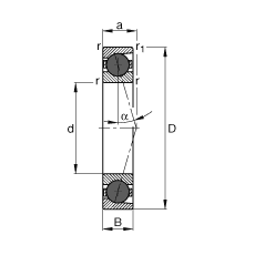 主軸軸承 HCB71918-C-T-P4S, 調節，成對或單元安裝，接觸角 α = 15°，陶瓷球，限制公差