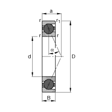 主軸軸承 HCB71907-E-T-P4S, 調節，成對或單元安裝，接觸角 α = 25°，陶瓷球，限制公差