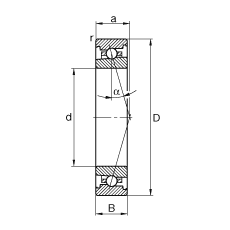 主軸軸承 HS7009-C-T-P4S, 調節，成對安裝，接觸角 α = 15°，限制公差