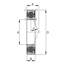 主軸軸承 HCB71928-E-2RSD-T-P4S, 調(diào)節(jié)，成對或單元安裝，接觸角 α = 25°，陶瓷球，兩側(cè)唇密封，非接觸，限制公差