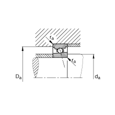 主軸軸承 HS71908-E-T-P4S, 調(diào)節(jié)，成對或單元安裝，接觸角 α = 25°，限制公差