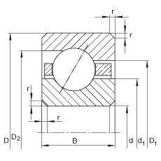 薄截面軸承 CSEG120, 角接觸球軸承，類型E，運行溫度 -54°C 到 +120°C