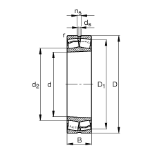 調(diào)心滾子軸承 23220-E1A-K-M, 根據(jù) DIN 635-2 標(biāo)準(zhǔn)的主要尺寸, 錐孔，錐度 1:12