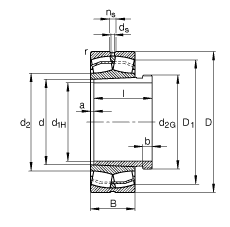 調(diào)心滾子軸承 22320-E1-K + AHX2320, 根據(jù) DIN 635-2 標(biāo)準(zhǔn)的主要尺寸, 帶錐孔和退卸套