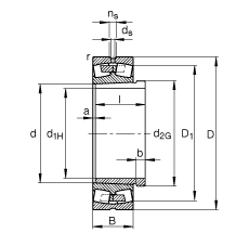 調(diào)心滾子軸承 22264-K-MB + AH2264G, 根據(jù) DIN 635-2 標(biāo)準(zhǔn)的主要尺寸, 帶錐孔和退卸套